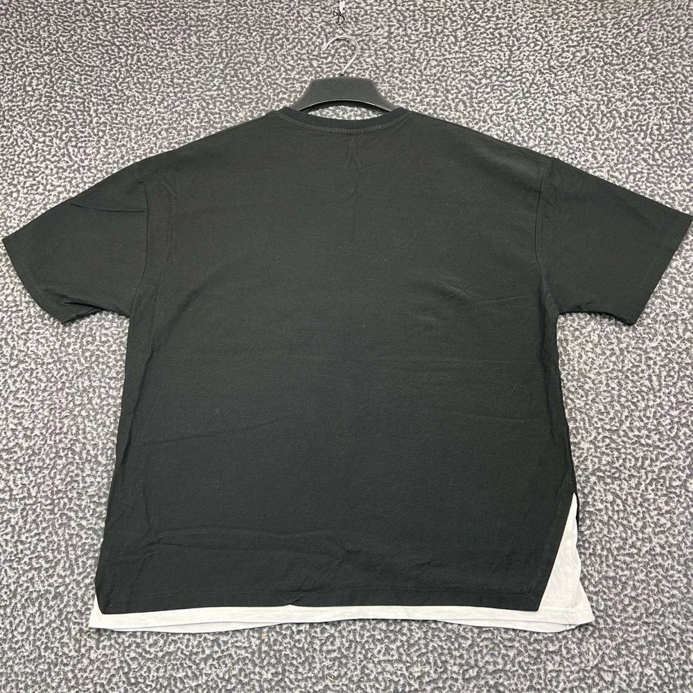 Zara Shirt Men Large Black Short Sleeve Pocket Layered Crewneck L